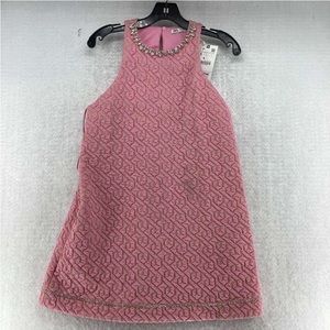 NWT ZARA Women's Pink Round Neck Sleeveless Rhinestone Bodycon Dress Sz S 💗💓